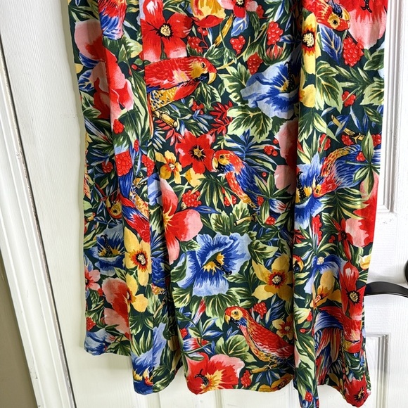 Joe Kealoha’s Hawaiian 🌺 Skirt Red Macaw Parrots Tropical Made in Hawaii Size 14 - Picture 4 of 11